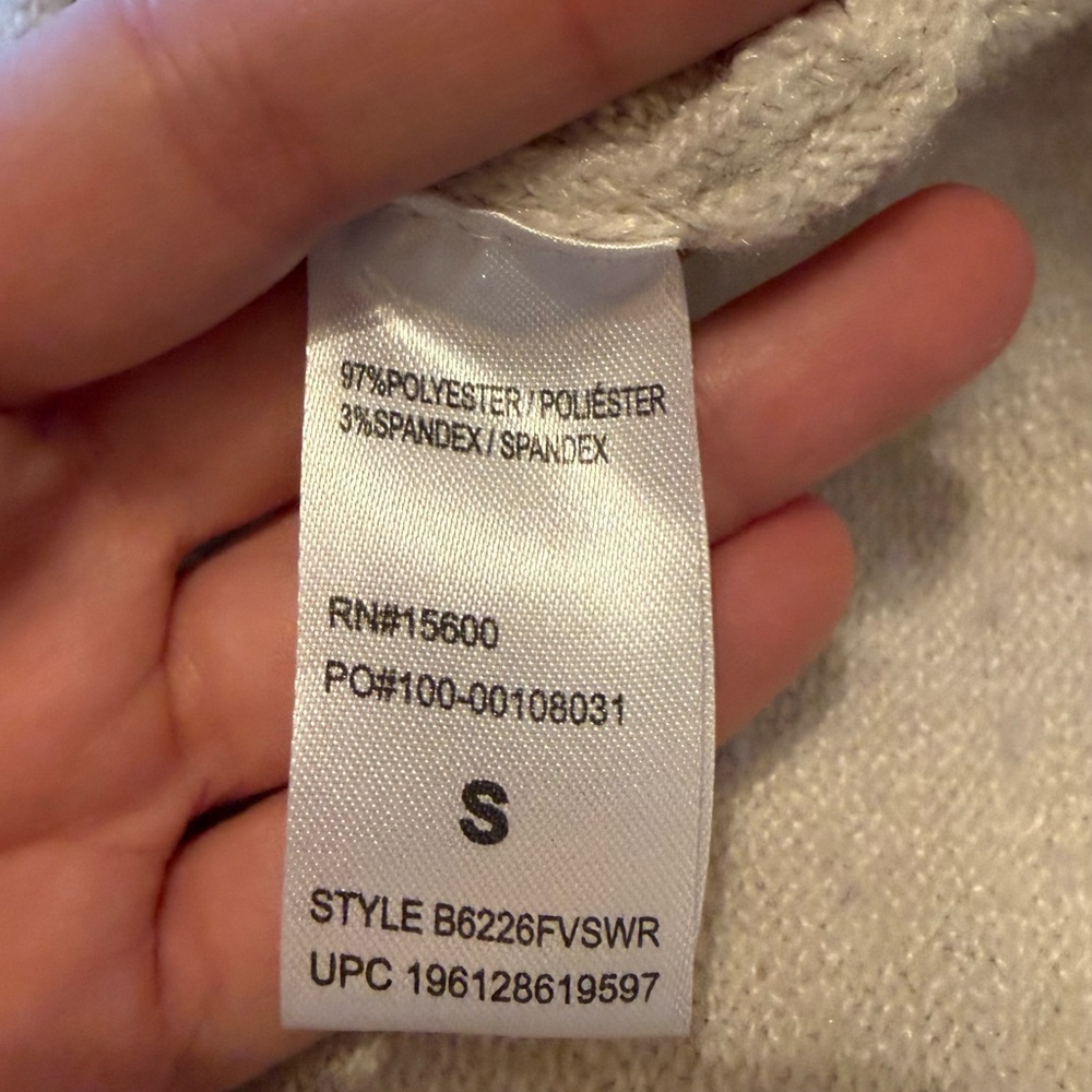 Democracy | Cream Mock Neck Dot-Texture Sweater | Size Small - Picture 3 of 7